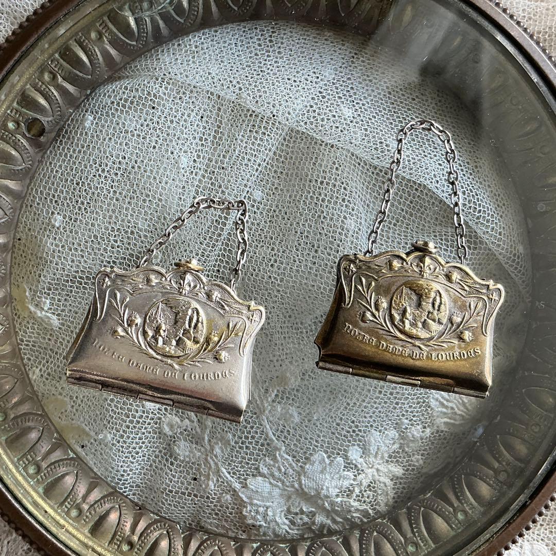 【訳アリ品】フランスアンティーク　ミニチュア　ハンドバッグ　ビスクドール