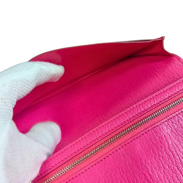 エルメス ベアンスフレ 長財布 ヴォーエプソン バイカラー グレージュ ピンク