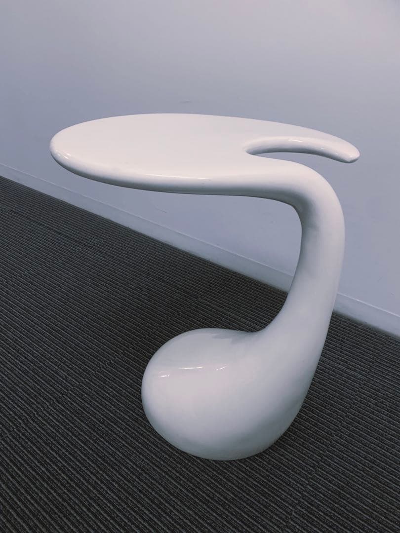 サイドテーブル　ホワイト　変形型