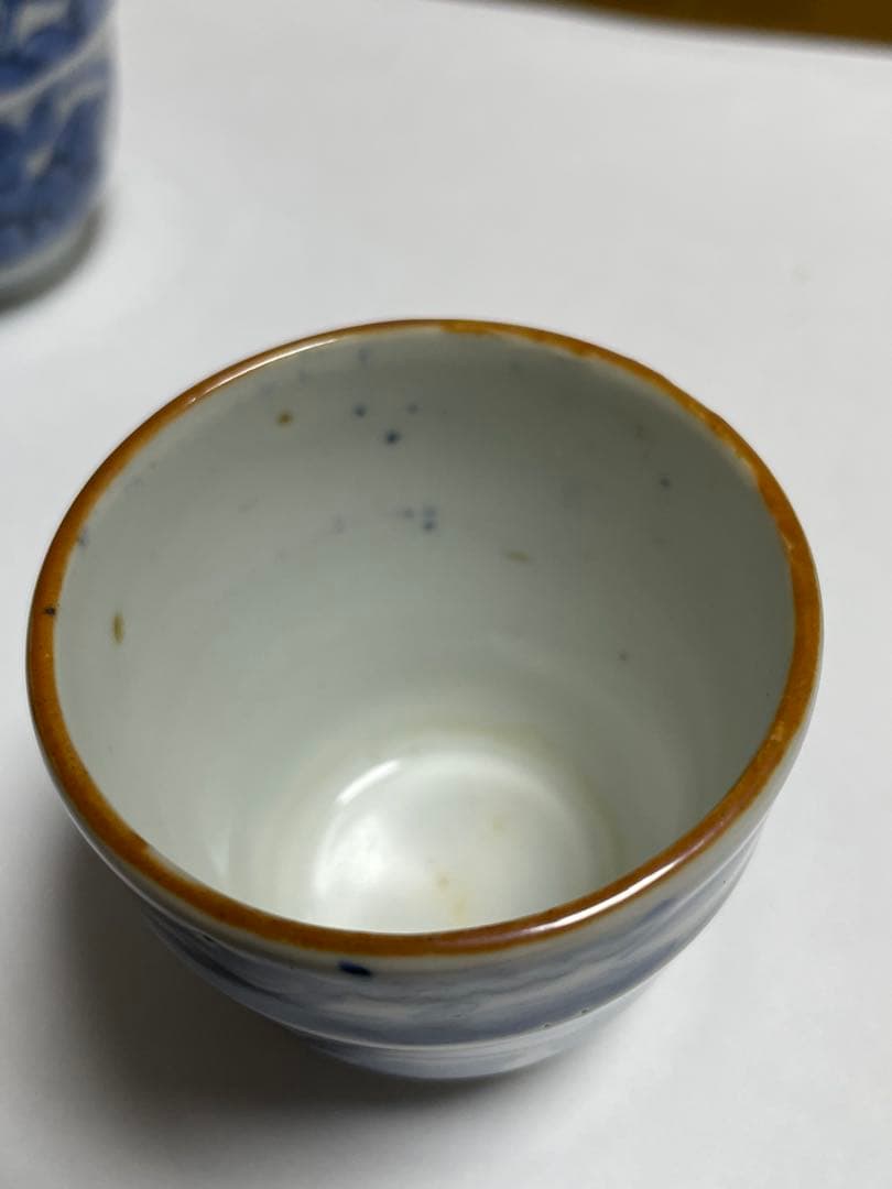 染付帯巻煎茶碗5客揃　骨董