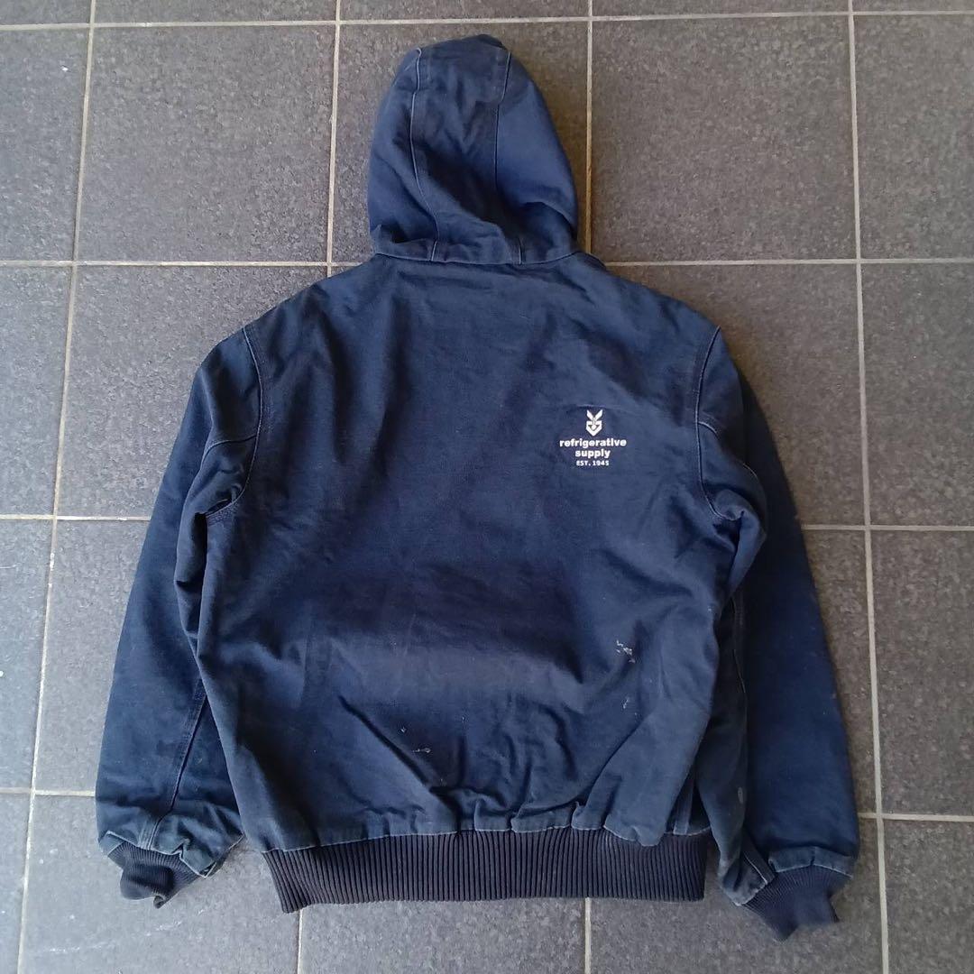 00s メキシコ製Carhartt アクティブジャケットネイビー 企業ロゴ
