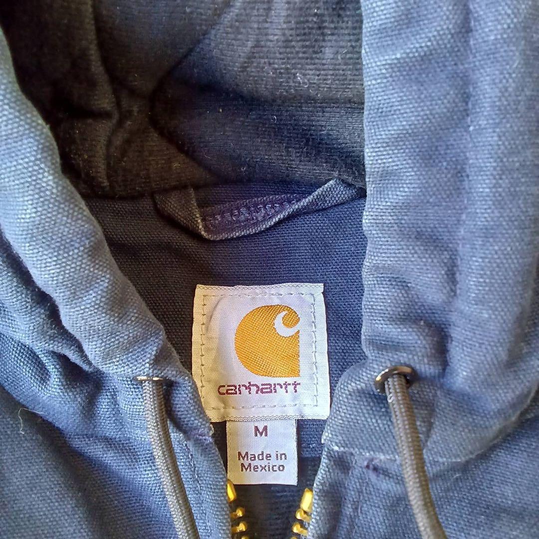 00s メキシコ製Carhartt アクティブジャケットネイビー 企業ロゴ