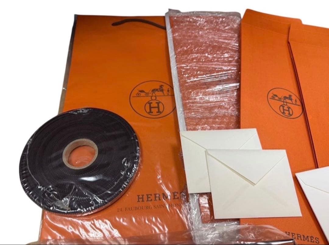 HERMES エルメス ラッピングリボンロール 封筒 ショッパー セット
