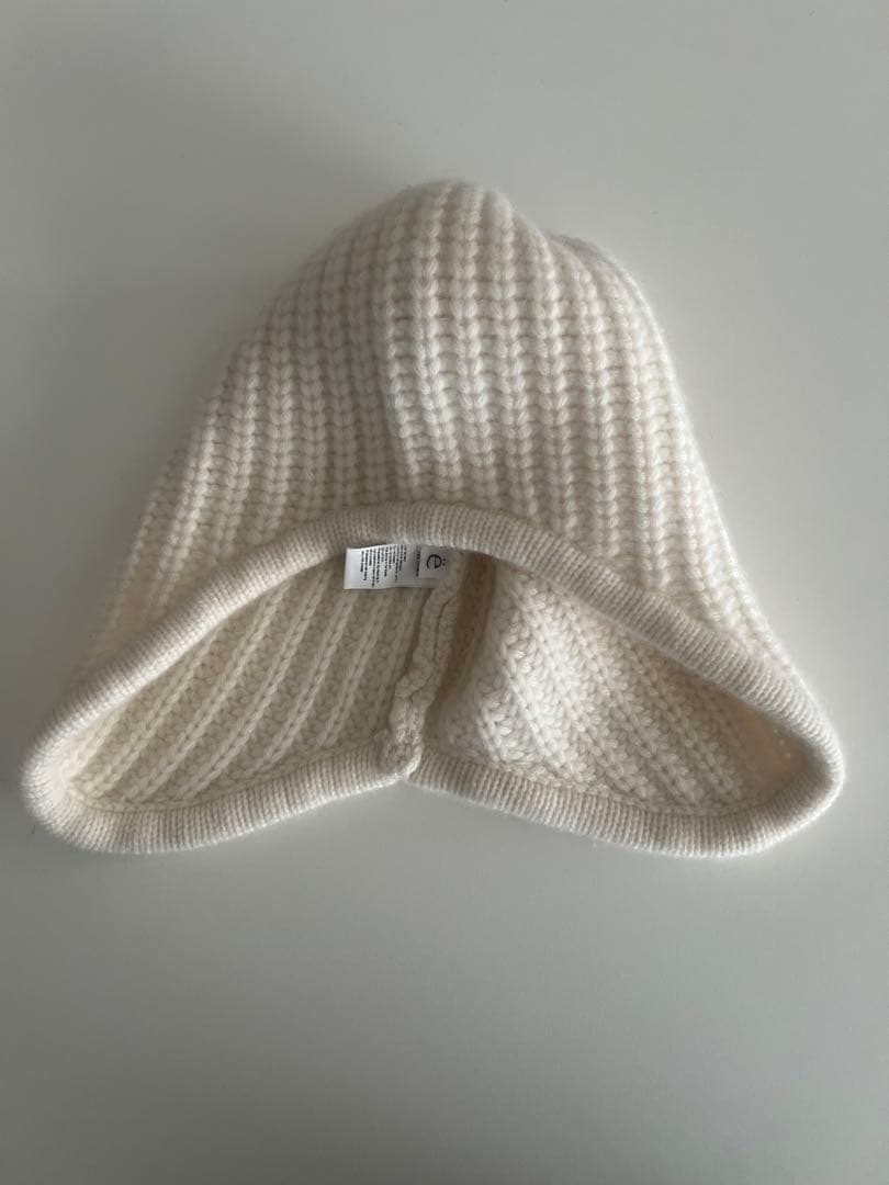 yo biotop カシミヤ100% フライトキャップ ニット帽 ホワイト
