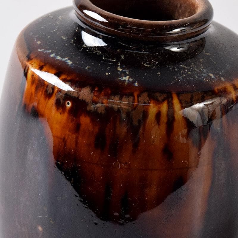 茶道具　京焼　桶谷定一作　肩衝茶入　仕覆付　共箱　V　7748