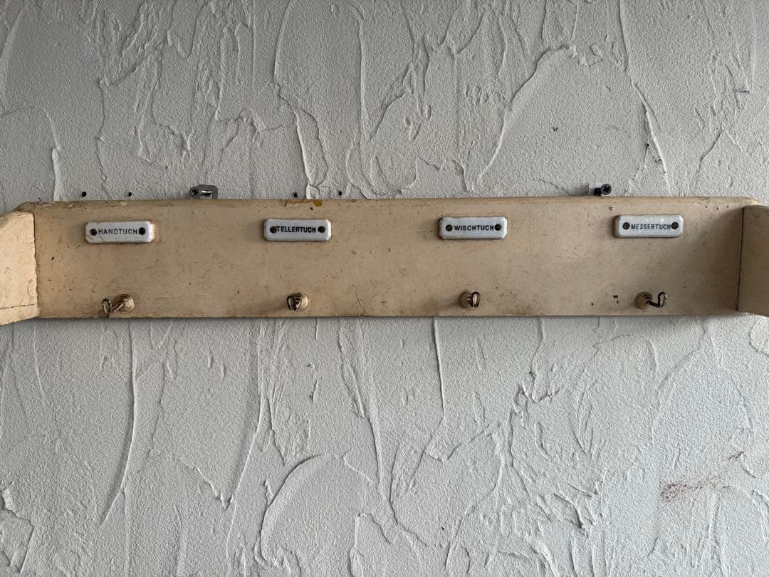 ドイツアンティーク　木製タオルハンガー　キッチンクロスホルダー　壁掛け