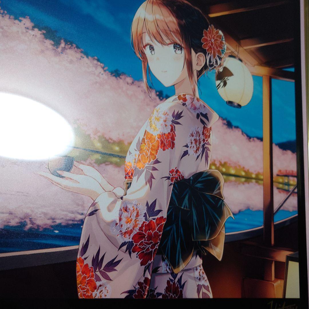 hiten先生　 桜色舟遊　漆 版画　直筆サイン入り