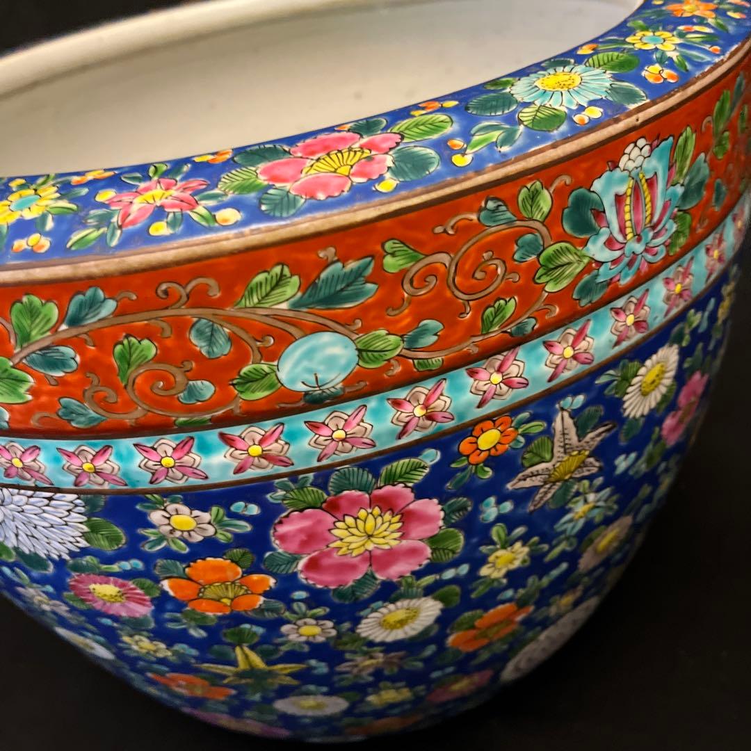 火鉢　伊万里焼　花柄　めだか　金魚　 蓮鉢　大きめ　古道具　アンティーク