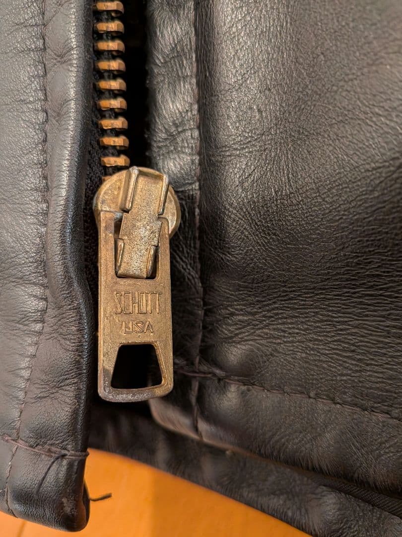 マ*ー様 Schott ブラックレザーシングルライダースジャケット