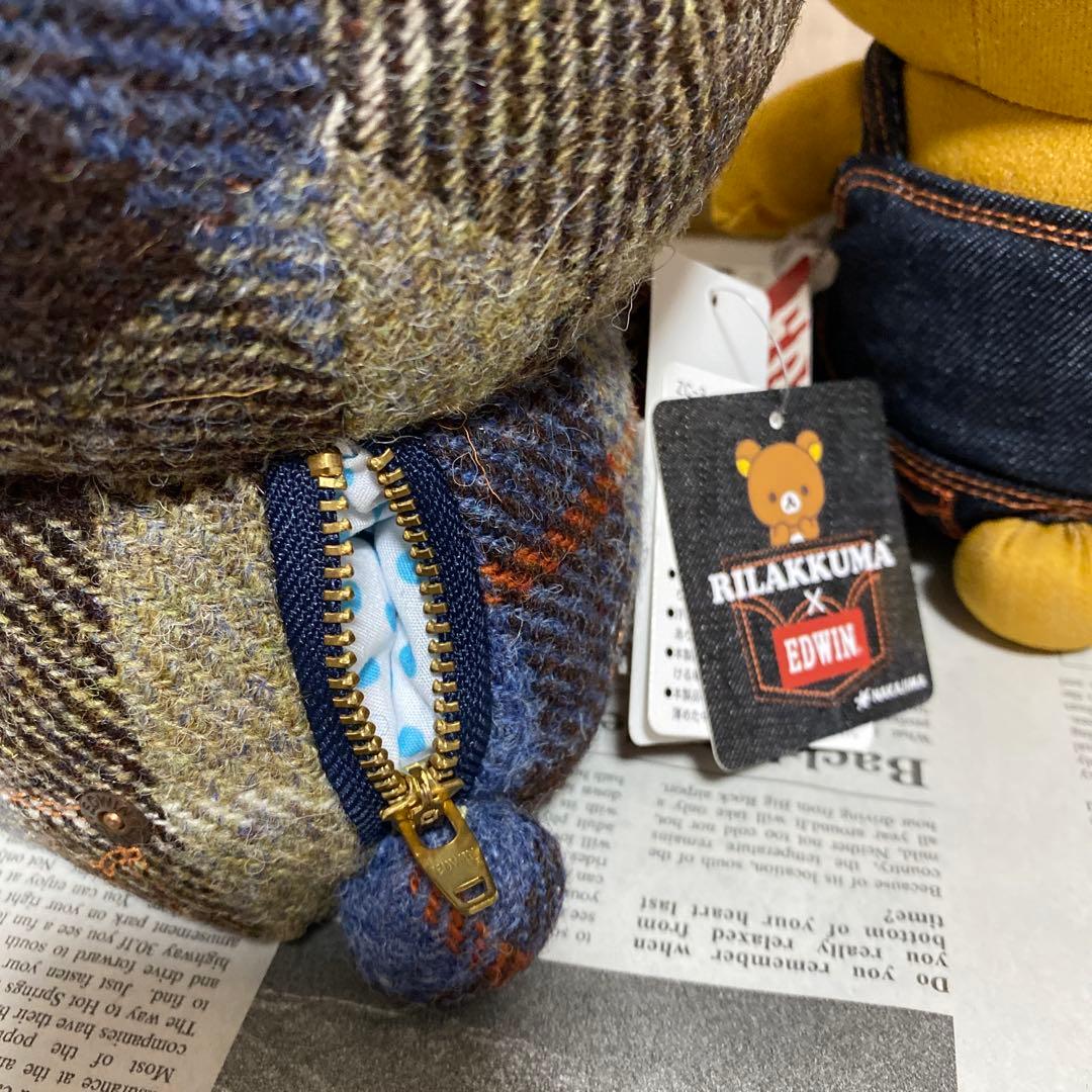 タグ付リラックマ×EDWIN エドウィン　ハリスツイードぬいぐるみ3体セット
