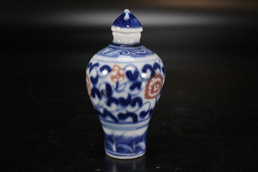 中国美術 青花 纏枝蓮花紋 小壷 鼻煙壷 6cm 送料無料