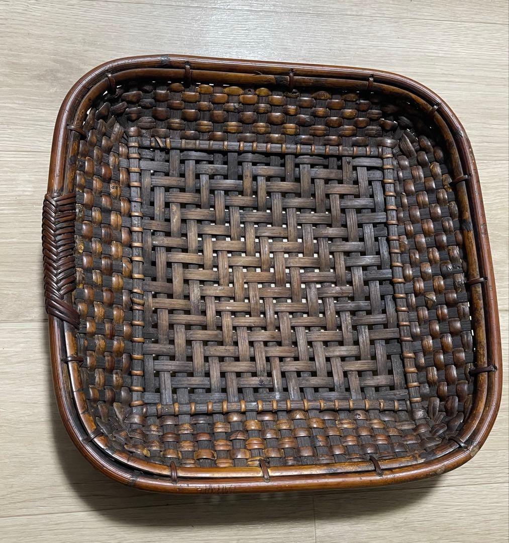アンティーク 花籠／古道具 花器／竹籠 バスケット（山葡萄系素材？） 伝統工芸