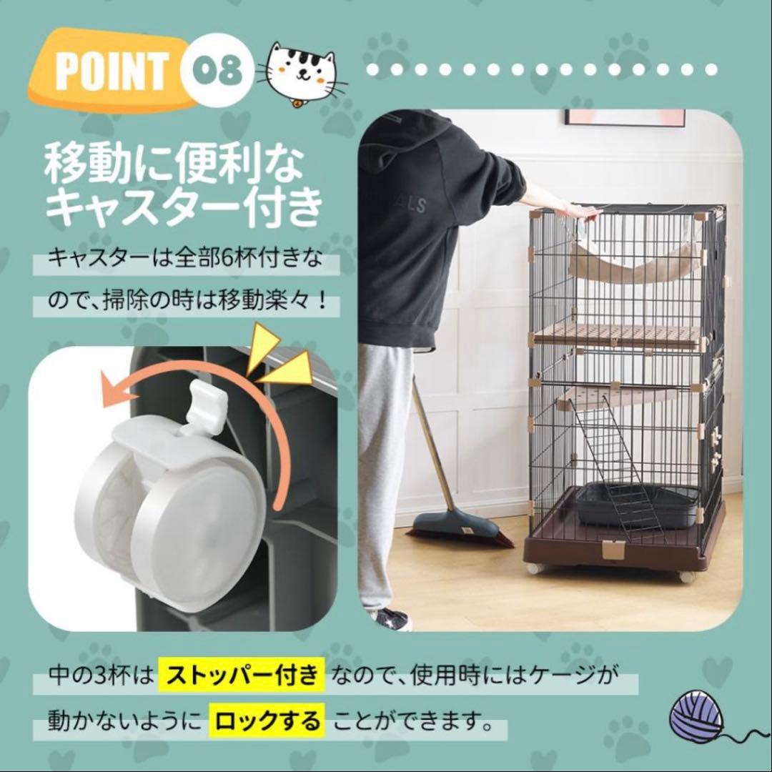 新品未使用　グレー キャットケージ キャスター付き 840x605x1200mm