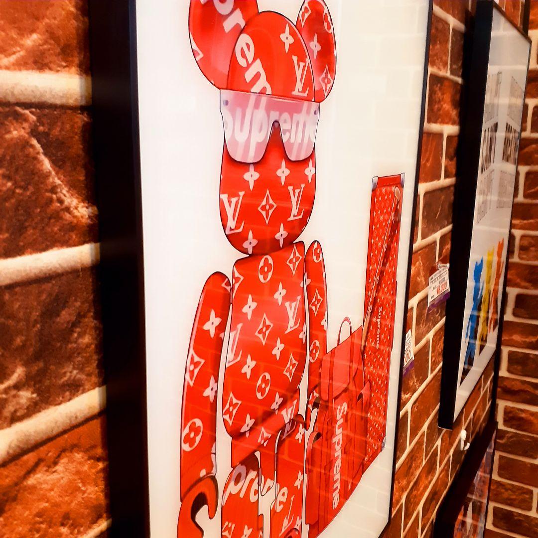 特殊ミラーアート　ベアブリック　Louis Vuitton　Supreme