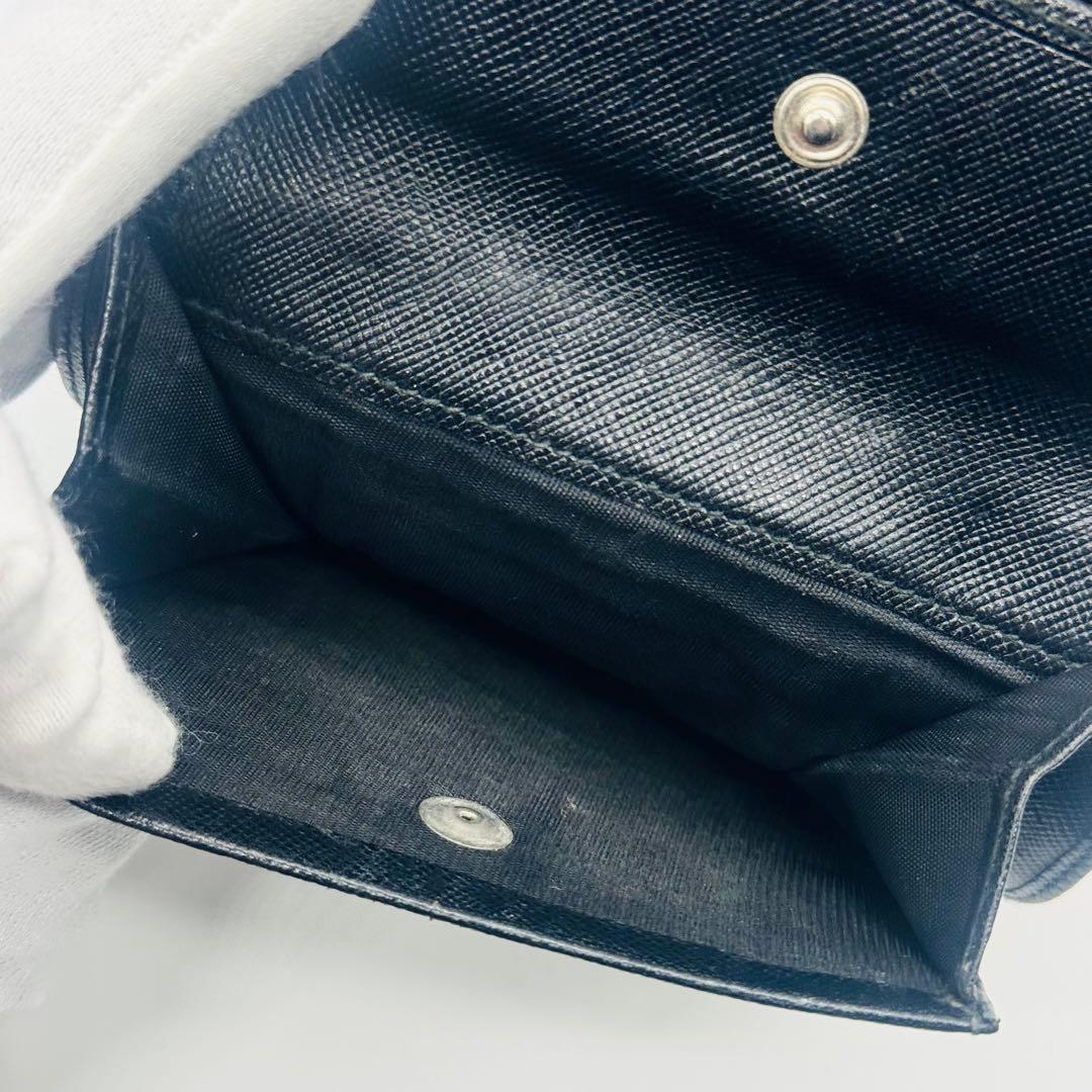 希少✨PRADA プラダ 二つ折り財布 サフィアーノレザー 三角ロゴ ブラック