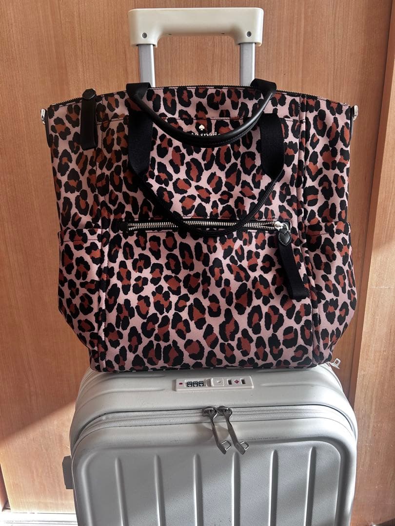 ケイトスペード レオパード ヒョウ柄 2way キャリーオンバッグ ハンドバッグ