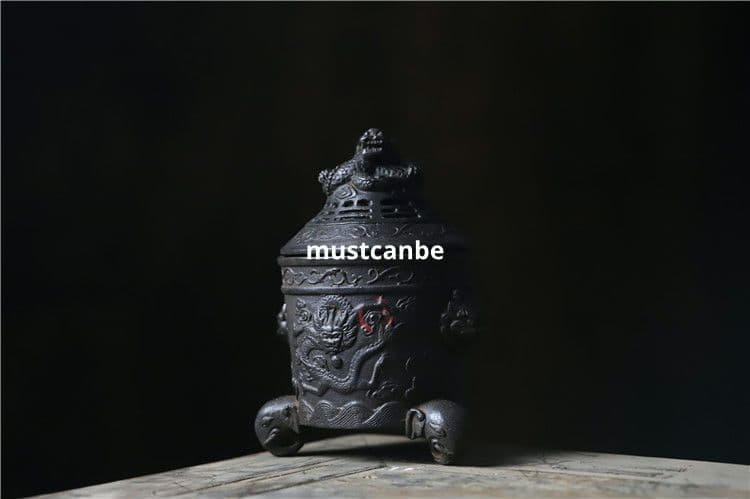鉄器 香炉 象脚獣頭香炉 竜形盤香炉 香道具 工芸品 置物