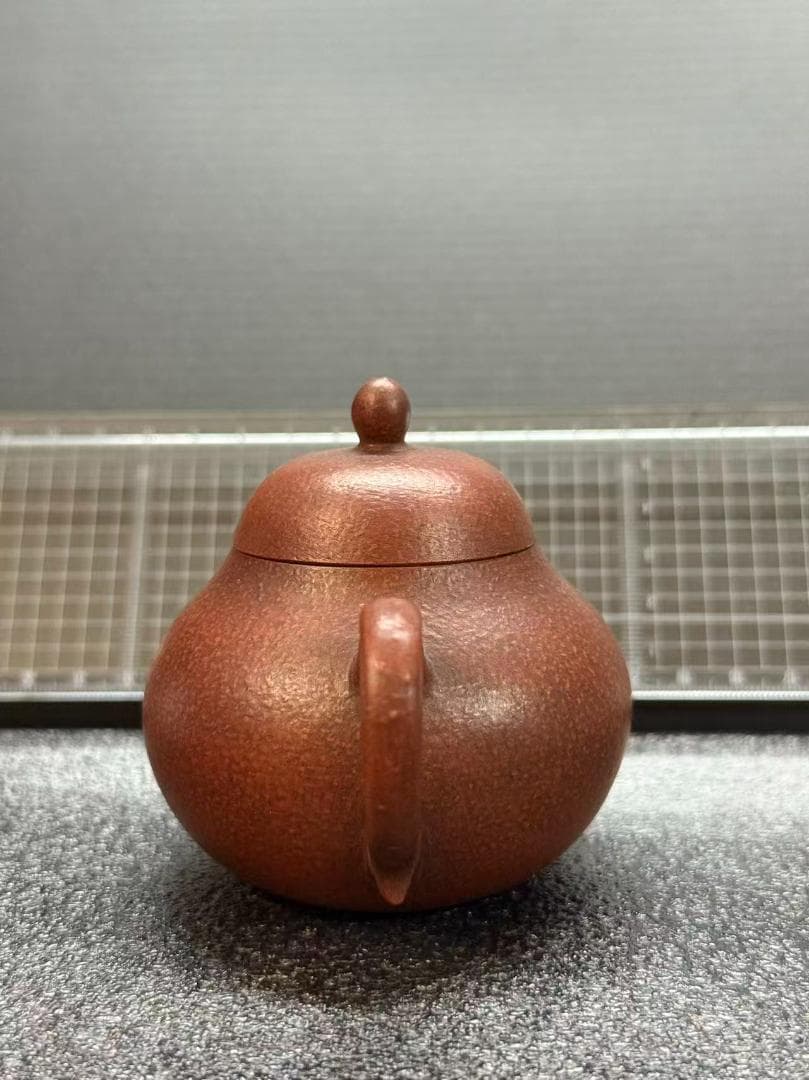 【孟臣 底款 刻漢詩 味此一勺甘】紫砂壷 朱泥 段泥 煎茶道具 急須 単孔口