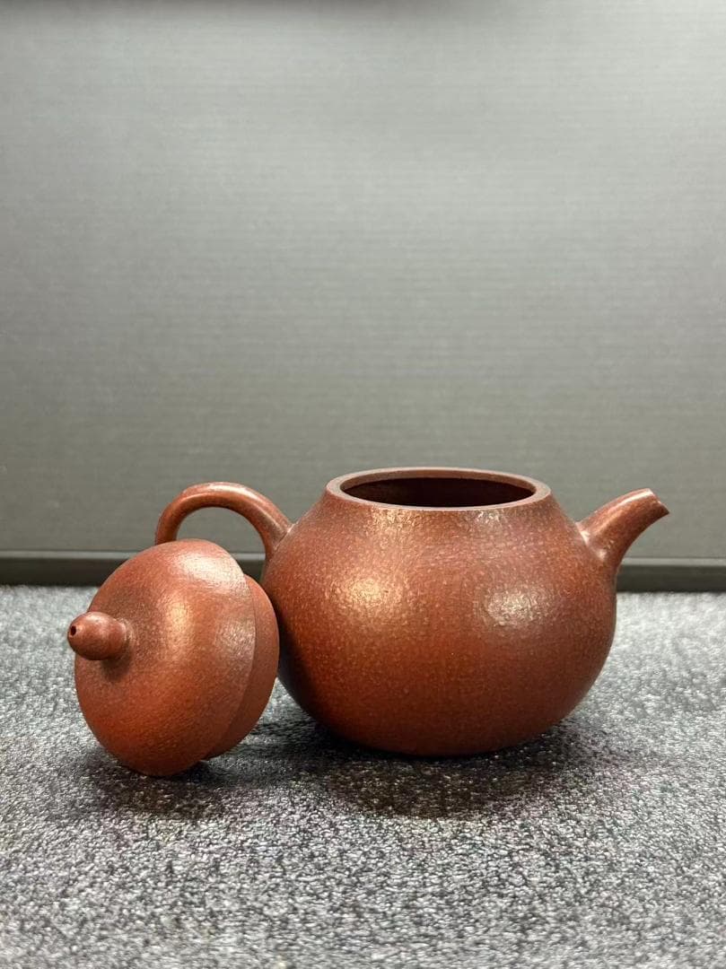 【孟臣 底款 刻漢詩 味此一勺甘】紫砂壷 朱泥 段泥 煎茶道具 急須 単孔口