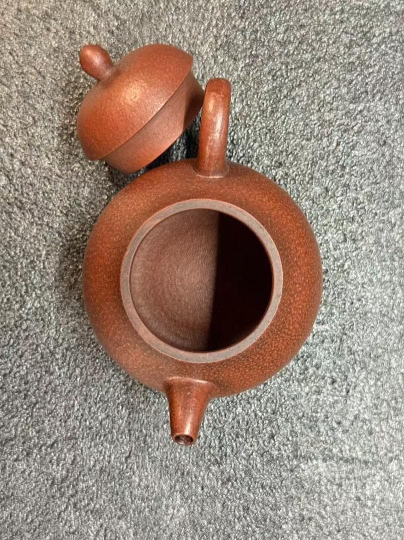 【孟臣 底款 刻漢詩 味此一勺甘】紫砂壷 朱泥 段泥 煎茶道具 急須 単孔口