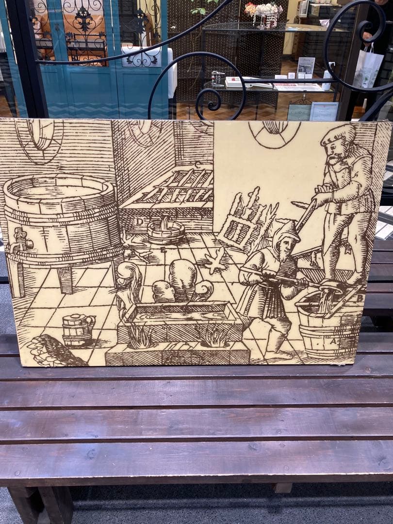 鋳物職人の作業風景 エナメル画大判　錬金術師　縁起物作品