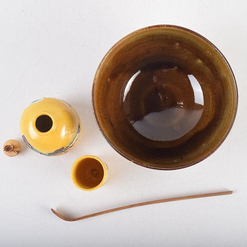 茶道具　桑茶箱　黄交趾　振出　巾筒など　九点　一式　M　R9337