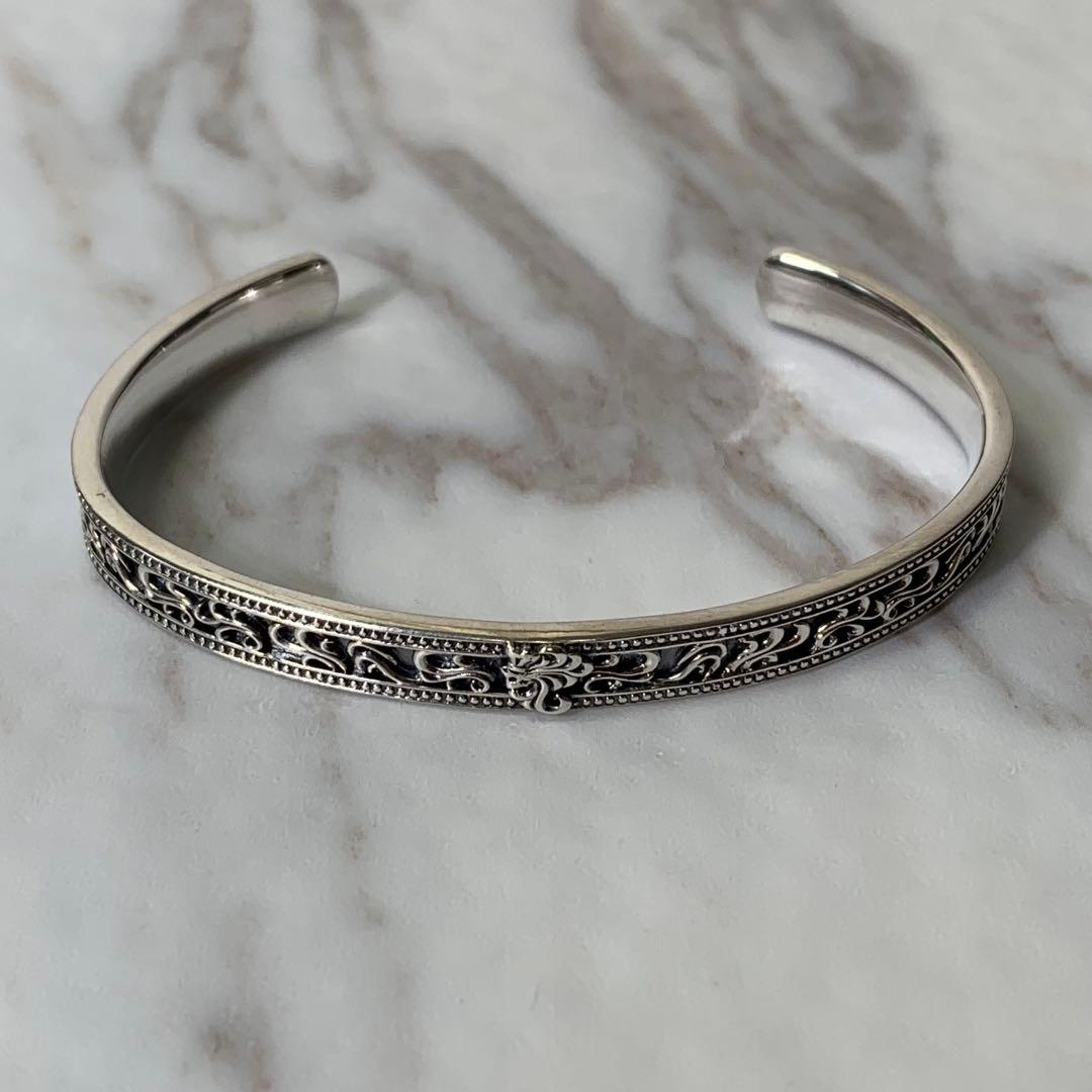 極美品 ライオンハート タテガミハウルバングル シルバー925 刻印 唐草