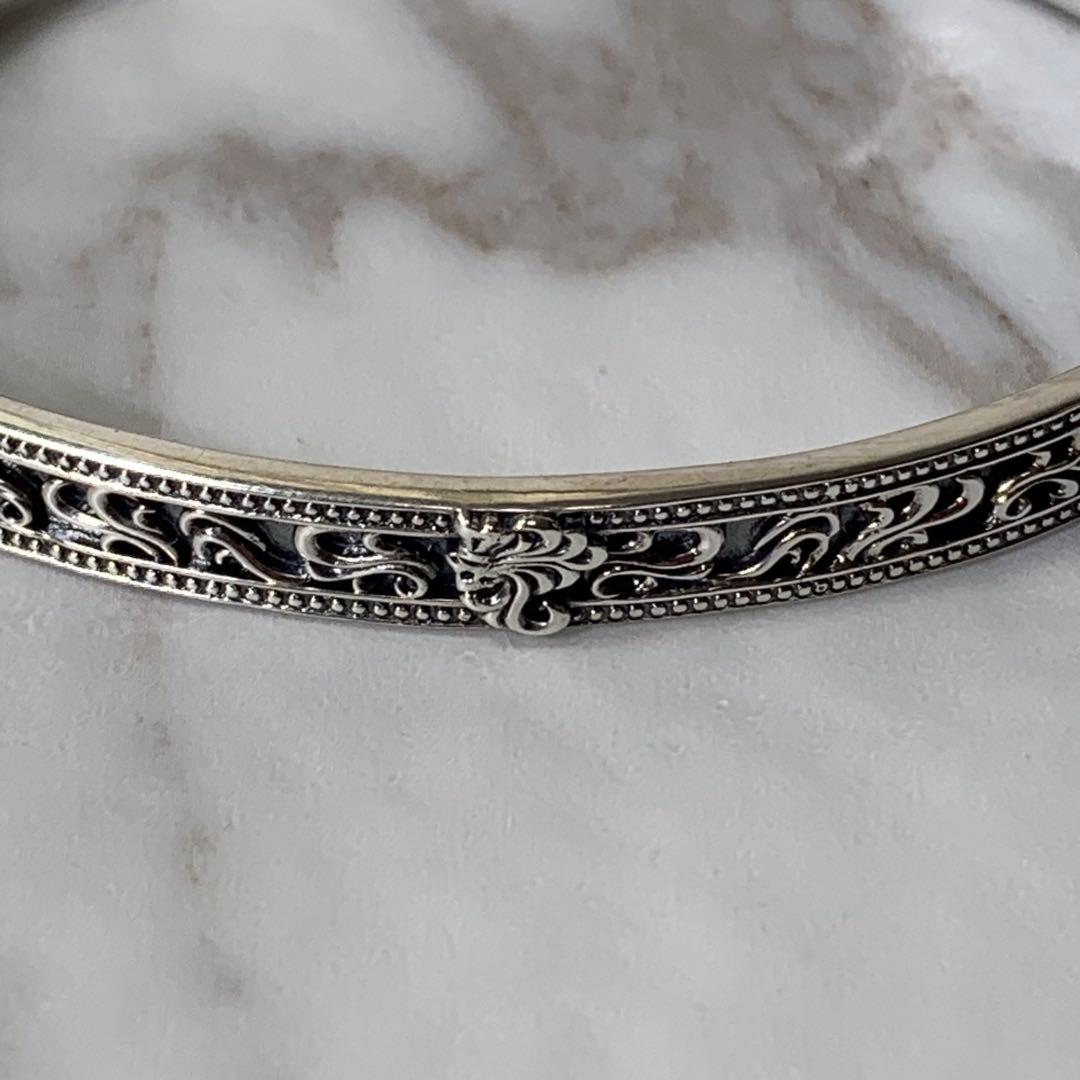 極美品 ライオンハート タテガミハウルバングル シルバー925 刻印 唐草
