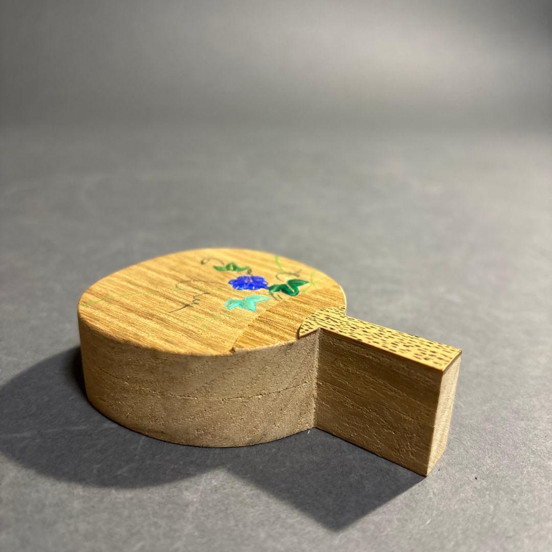 茶道具　北村葵春　桐団扇朝顔　香合　共箱