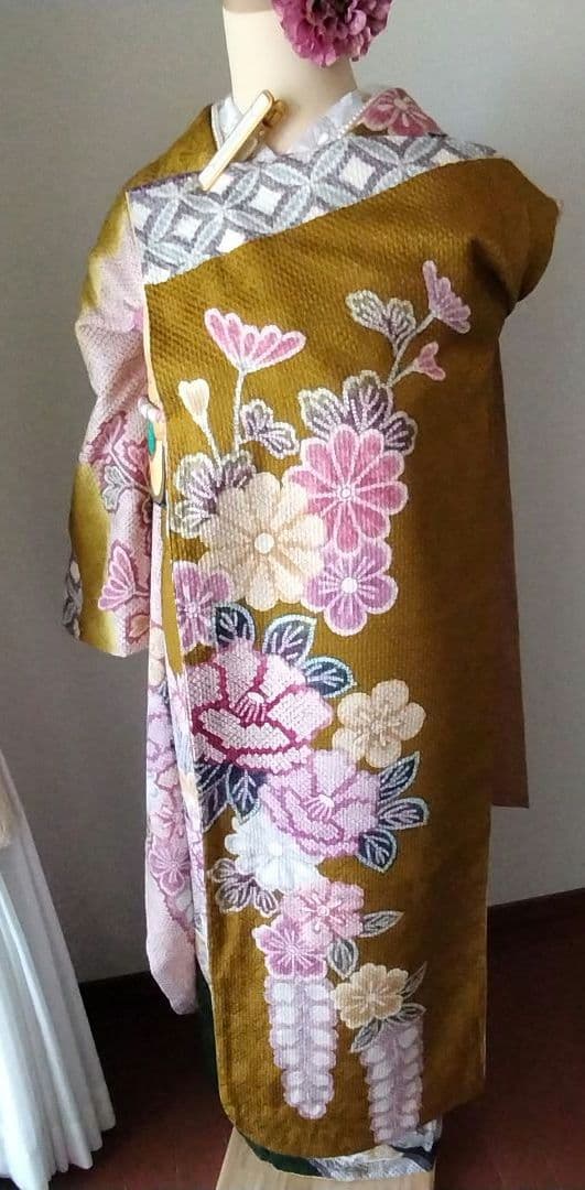 ちょこ様399.ラプンツェルみたい　振袖7点セット　正絹　フルセット　成人式