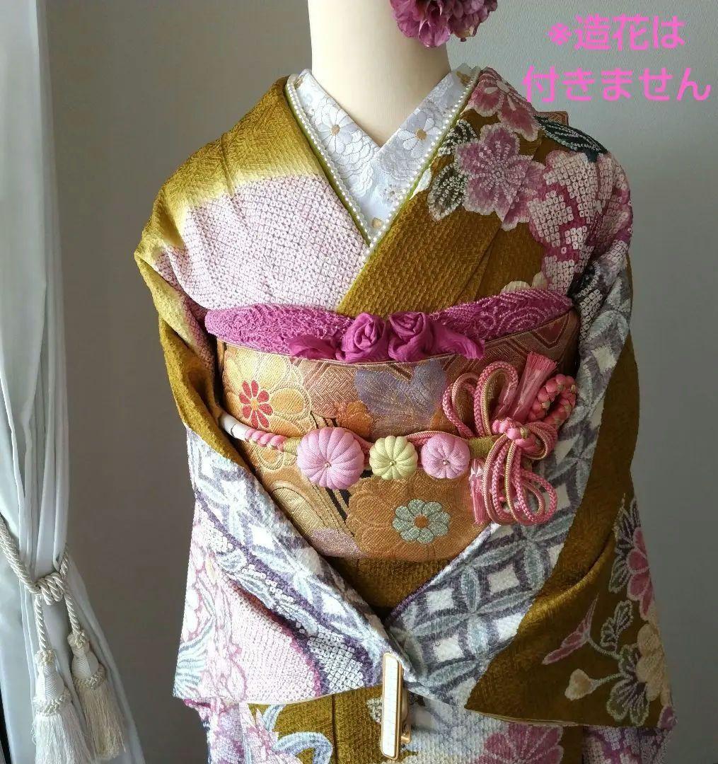 ちょこ様399.ラプンツェルみたい　振袖7点セット　正絹　フルセット　成人式