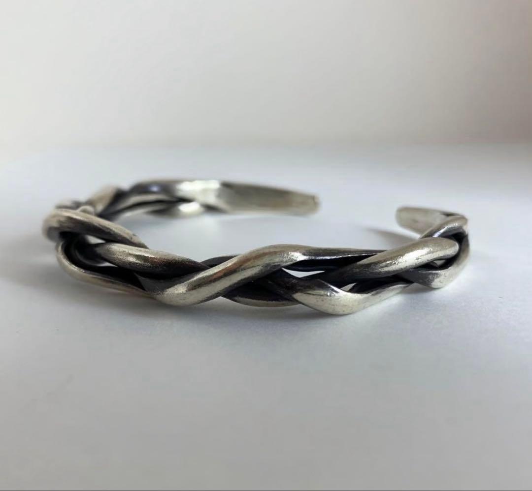 カレンシルバー　編み込み　バングル　ブレスレット　ハンドメイド　 925