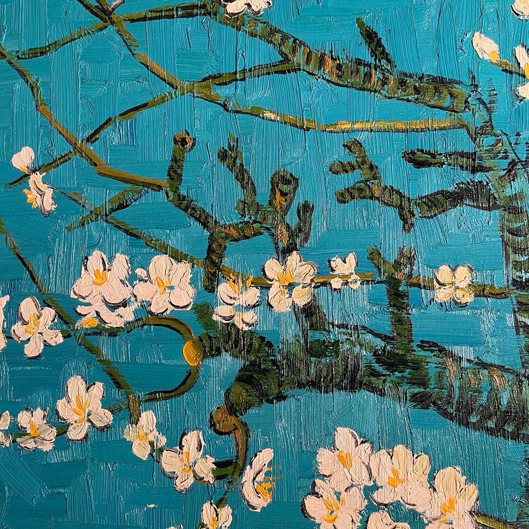 ★特大★手書き油絵 ゴッホ 花咲くアーモンドの枝 額付 絵画 インテリア 油彩画