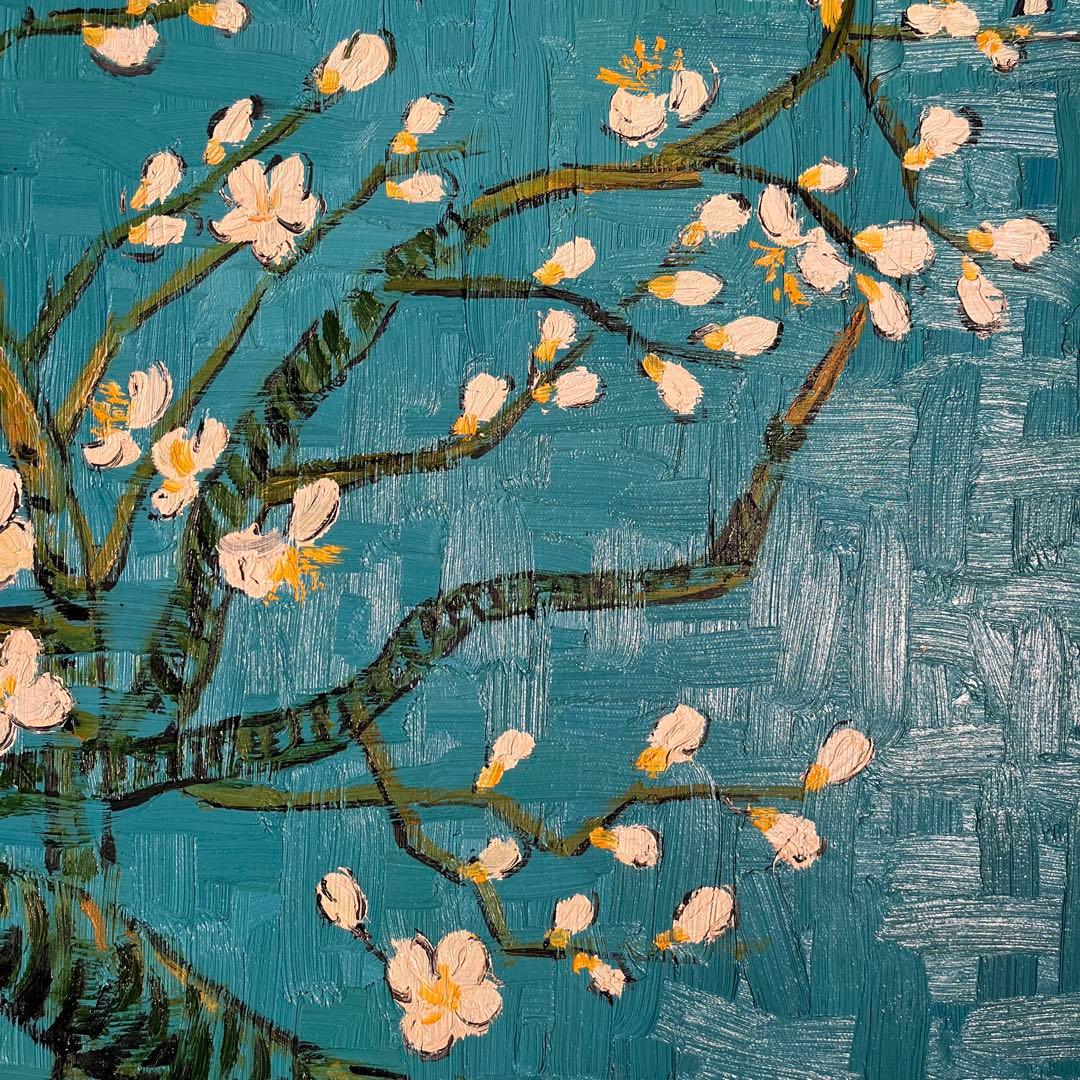 ★特大★手書き油絵 ゴッホ 花咲くアーモンドの枝 額付 絵画 インテリア 油彩画