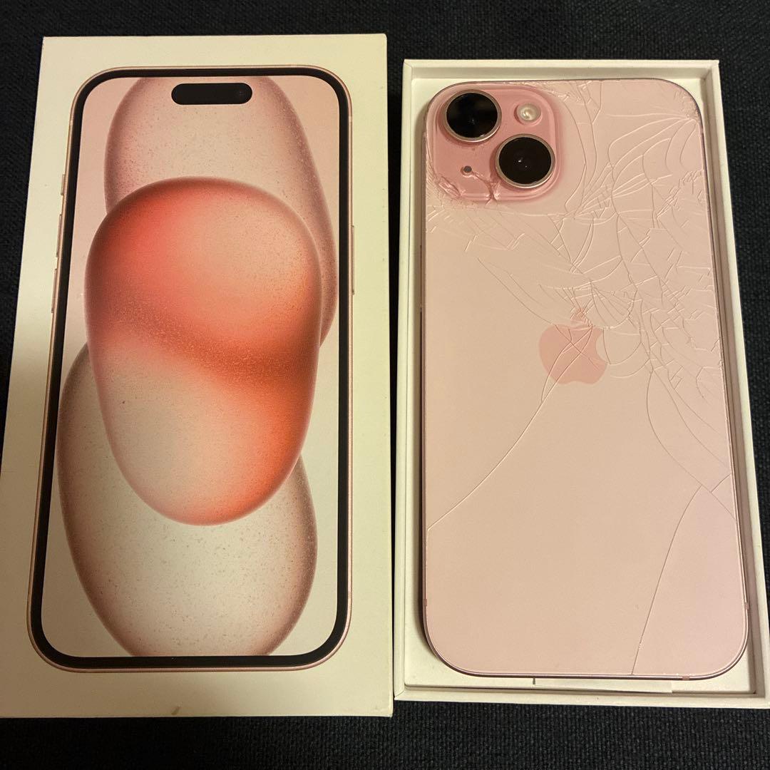 iPhone15ピンク256GB(背面割れジャンク)