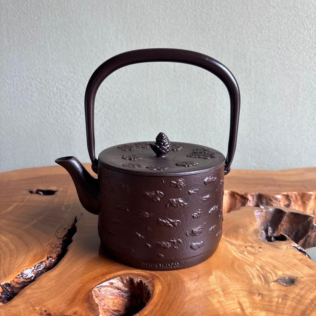 砺波商店 南部鉄瓶 桜皮寸銅 高さ約19cm茶道具 レトロ