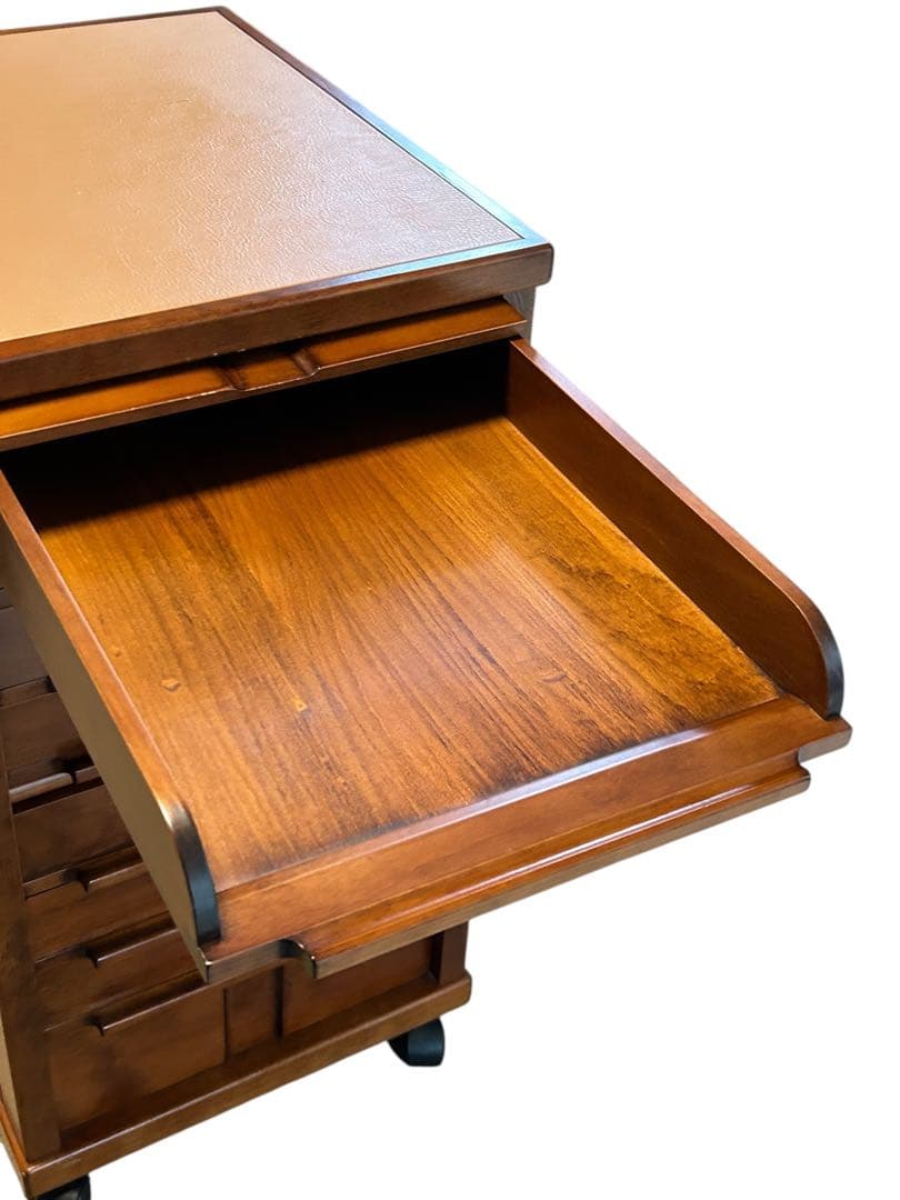 豊岡クラフト 木製書類整理ケース 7段 キャスター付 サイドデスク チェスト