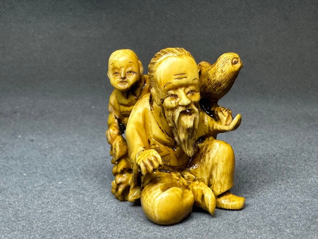 極上　江户　根付　オナガドリ　古美術品　 置物　細密細工　骨董　アンティーク