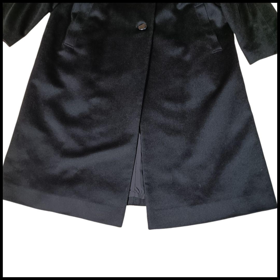 極美品 【大きいサイズ】 カシミヤ100％ チェスターコート 黒 ファー付 XL