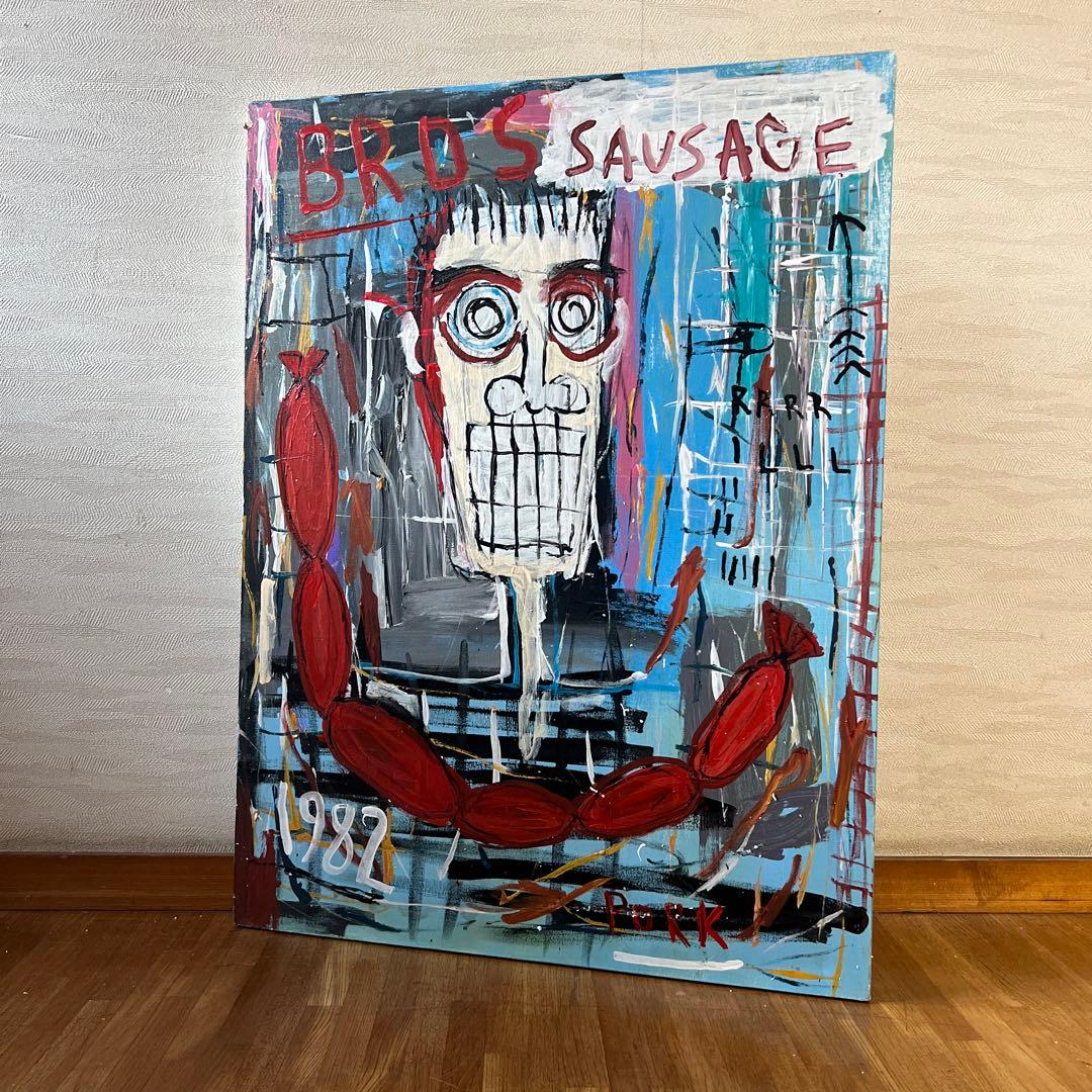 貴重　ジャン=ミシェル・バスキア 大型肉筆油彩画