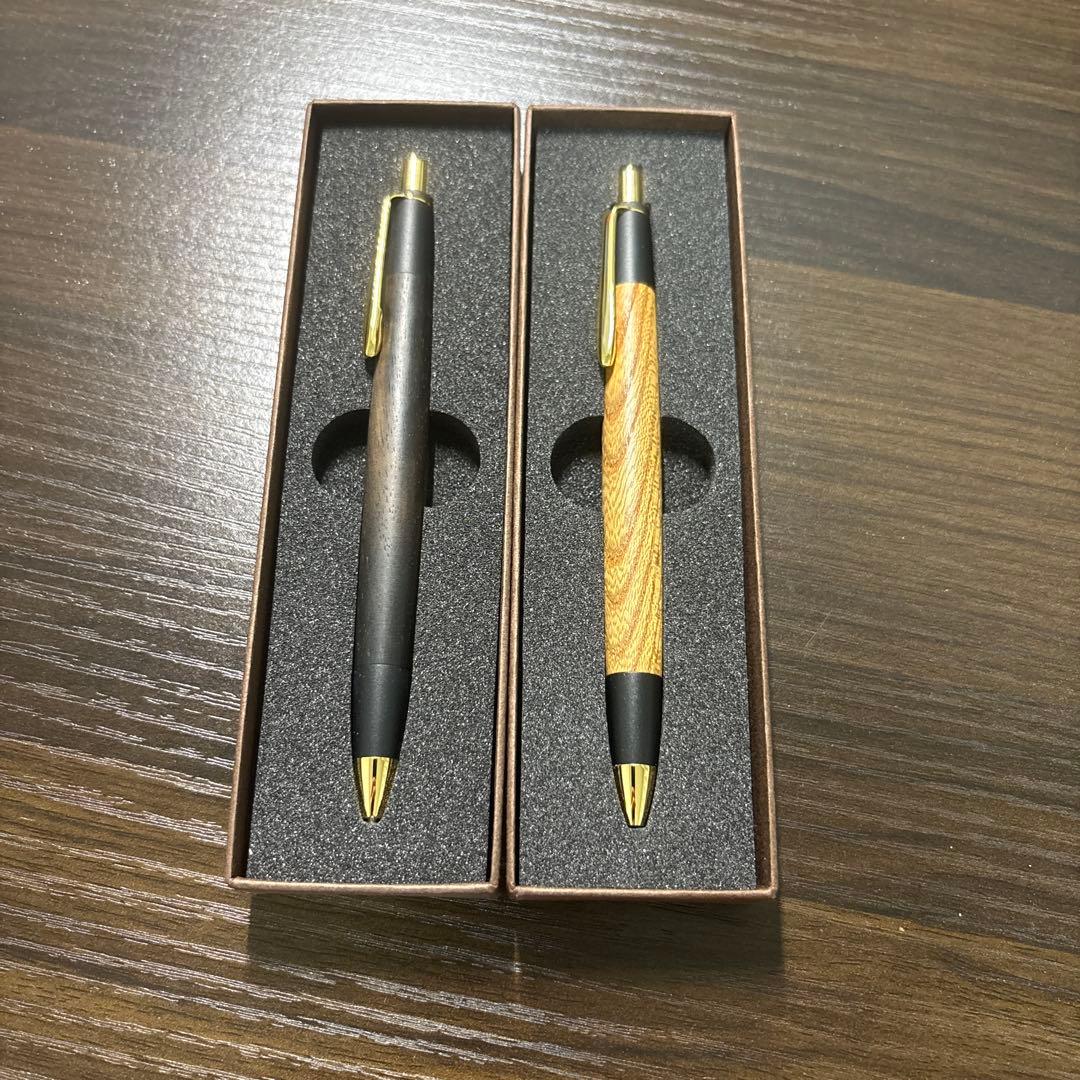 ボナンシャーペン　黒柿.欅2点セット