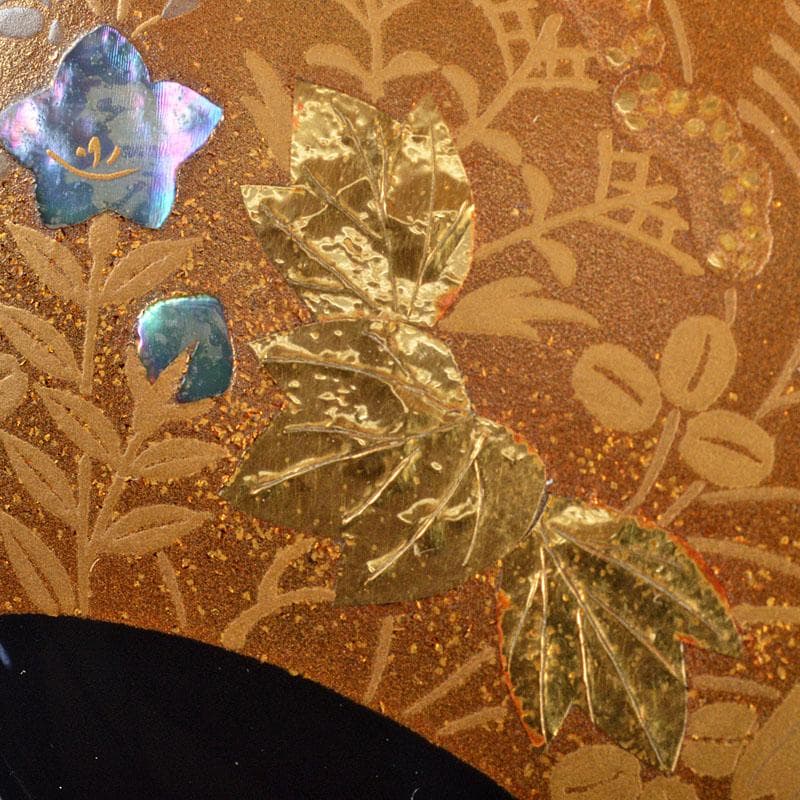 茶道具　輪島塗　高釉厚三作　扇面春秋蒔絵　平棗　共箱　D　R4335