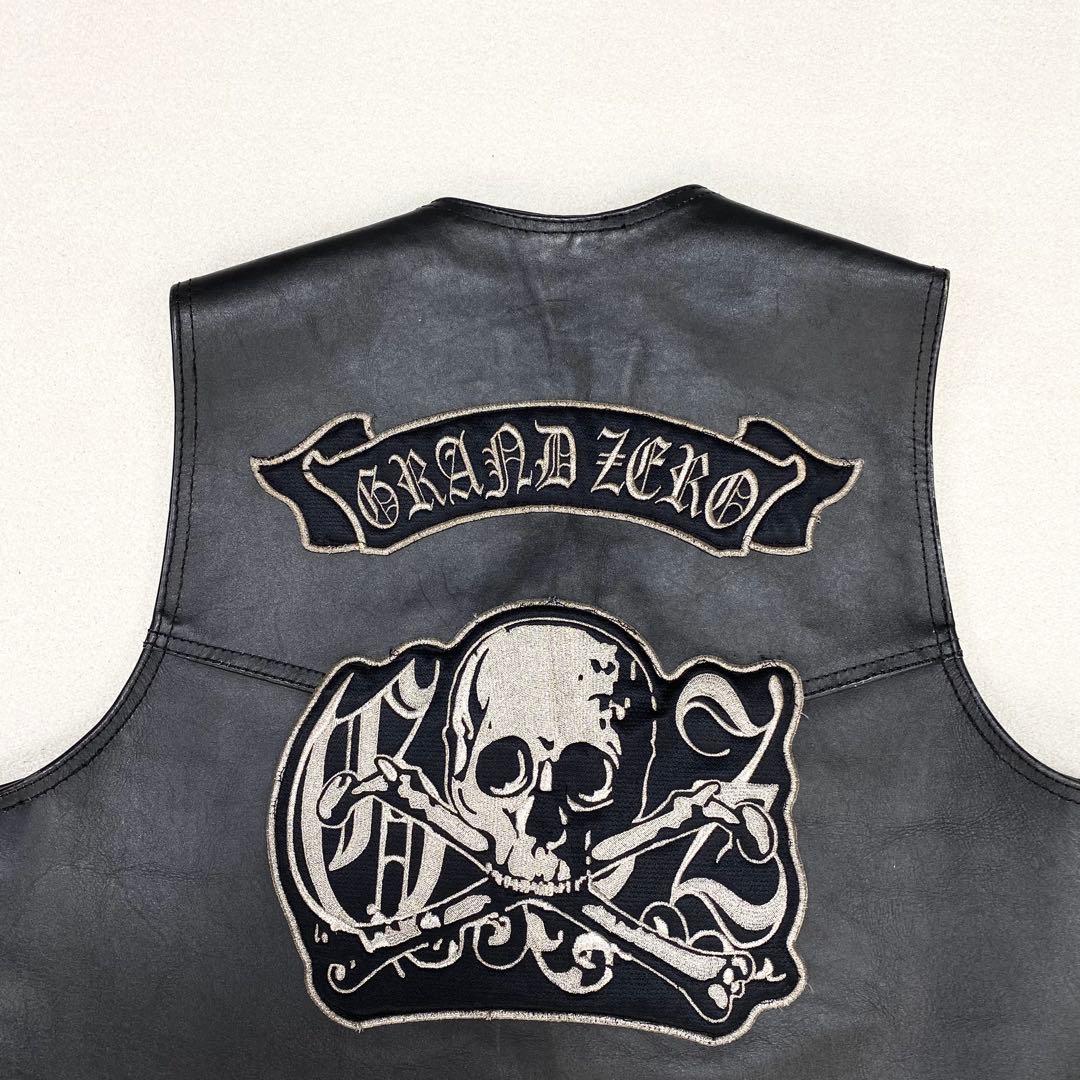 極美品✨ HEAVY レザー バイカー ベスト 42 コンチョ ブラック