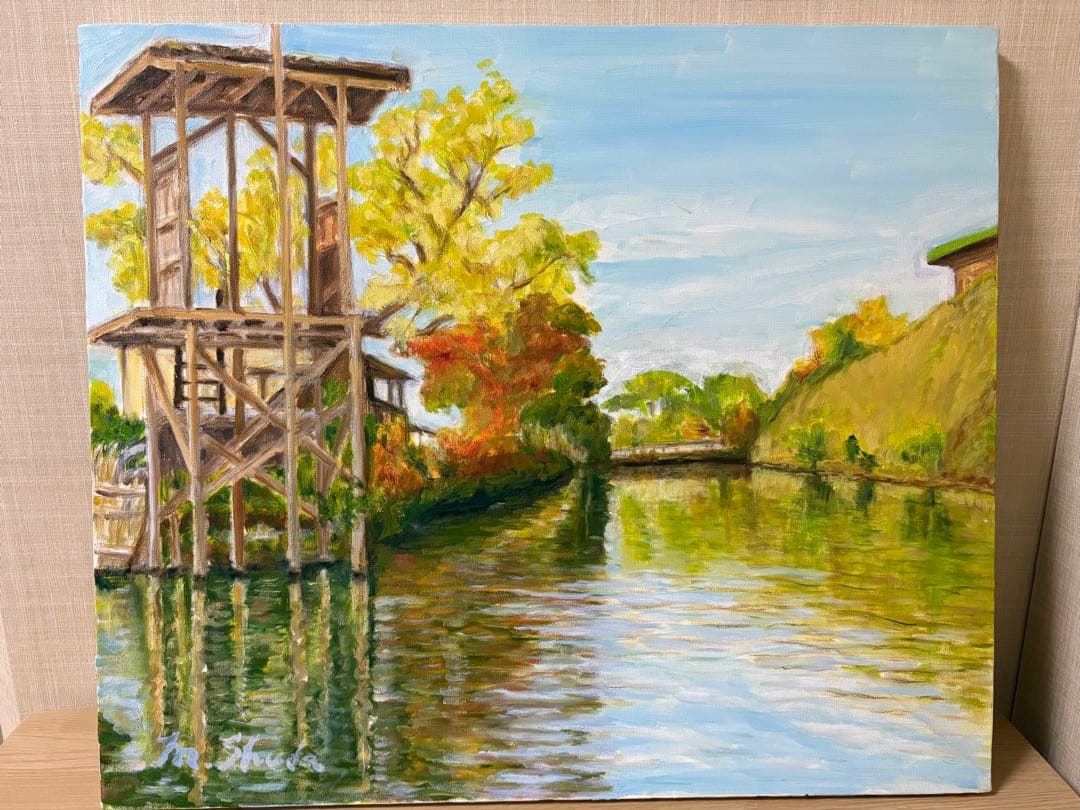 油彩原画『川•夏の終わり』　F10号　ミチ•スダ