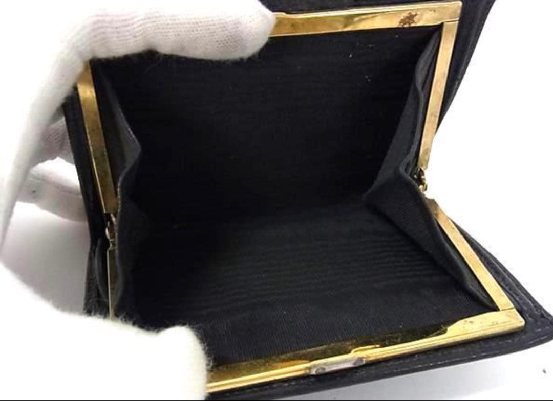 【美品】CHANEL Wホック財布　ビコローレ　キャビアスキン　黒　がま口