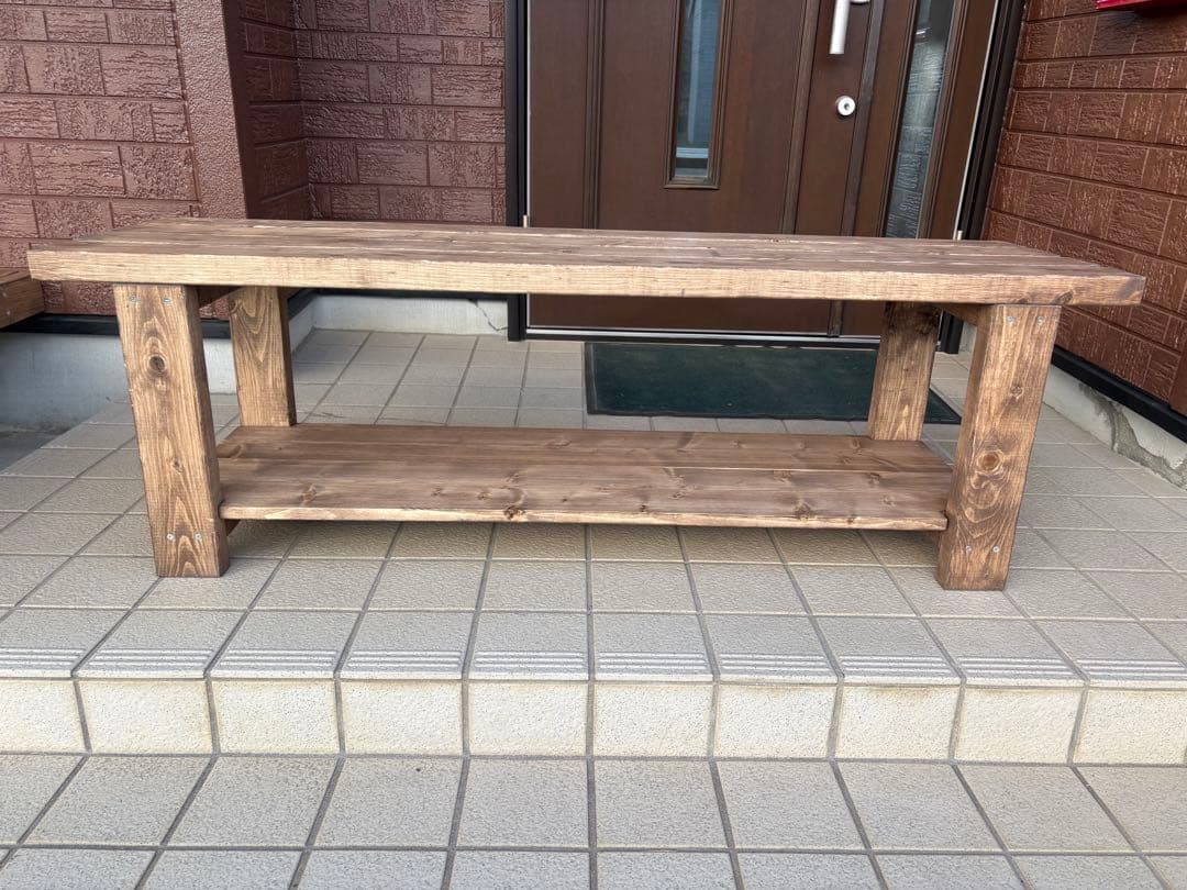 ♪(ｏ・ω・)ノ))ルル 木製シンプルベンチ 収納棚付き