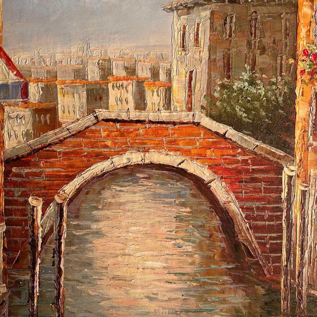 ★特大秀作★ 手書き油絵 ヴェネツィア 肉筆絵画 インテリア 油彩画