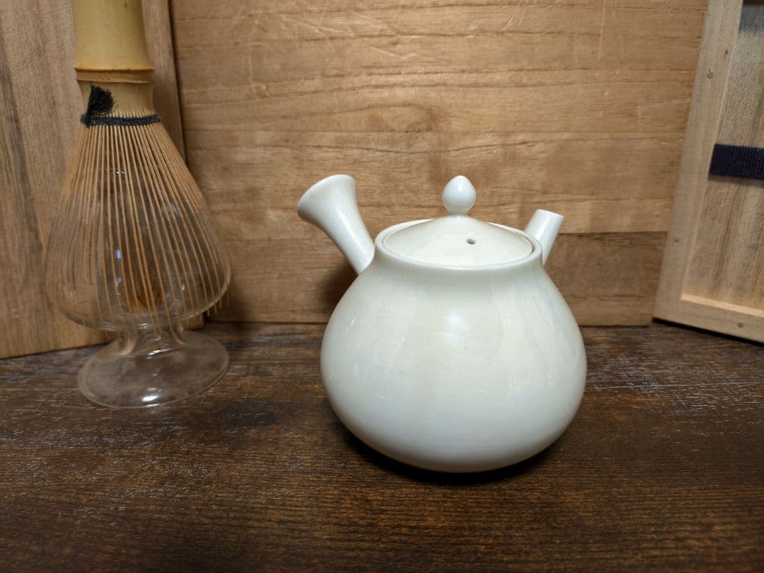 京都 清風 与平 帝室技芸員 急須 茶注 太白 白磁 横手 煎茶器 煎茶道具
