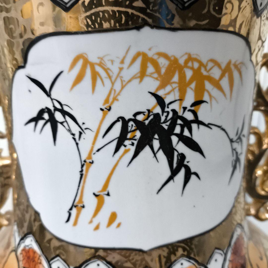 中華風★山水画装飾の大きな陶磁器壺★幅30センチ★高さ80センチ★たのメル発送