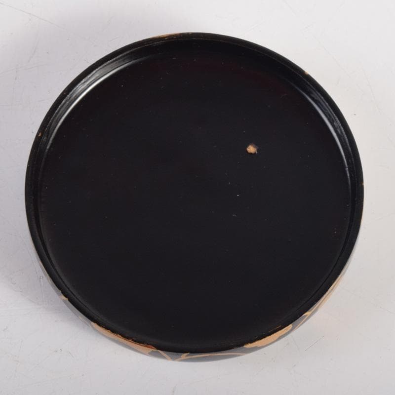 茶道具　黒漆塗　金彩蒔絵　草文　香合　時代箱付　V　8276